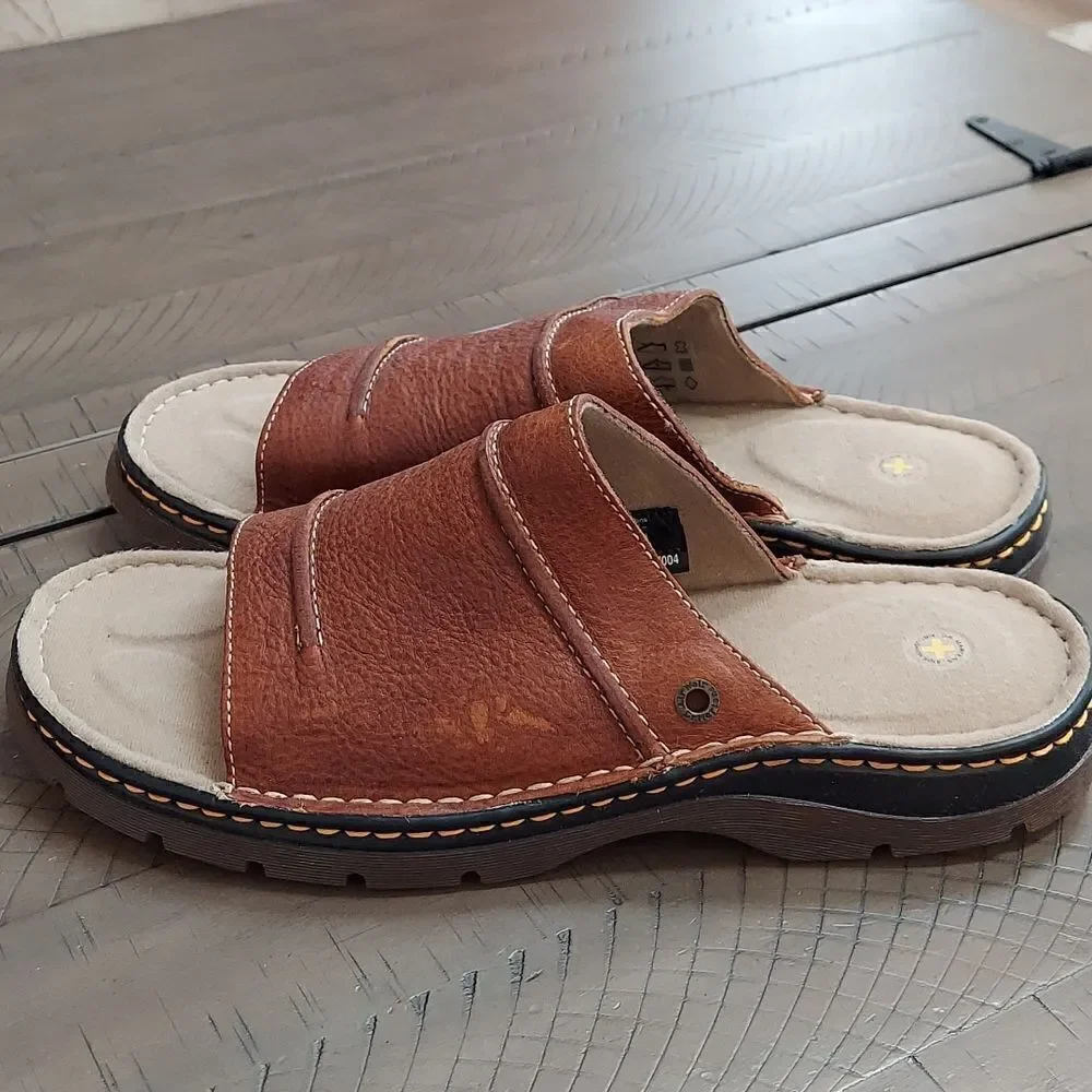 Dr. Martens 8B72 Brown Leather Slides Sandals Sz 13